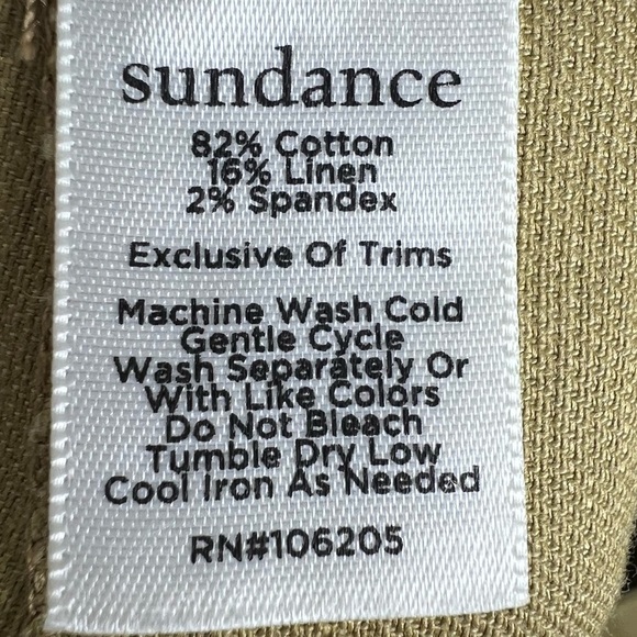 SUNDANCE Mustard Tan Petite 14 Plus Size Wide Leg Linen Crop Pants - Picture 4 of 7